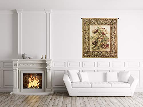 Porto Sienna by Liz Jardine | Woven Tapestry Wall Art Hanging | Decorative Urn with Floral Filigree | 100% Cotton USA Size 53x40