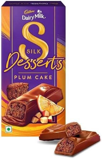 Cadbry Dairy Milk Silk Desserts Plum Cake Chocolate Bar, 70 g & Cadbry Dairy Milk Silk Desserts Walnut Brownie Chocolate Bar, 70 g | Pack of 2 | Combo