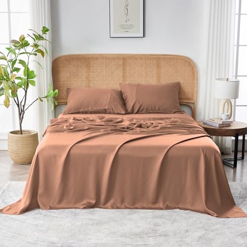Sijo AiryWeight Tencel Sheet Set, 100% Lyocell Derived from Eucalyptus, Buttery Soft, Architectural Digest 2022 Best Cooling Sheets Winner, 1 Top Sheet Only (Clay, Twin/Twin XL)