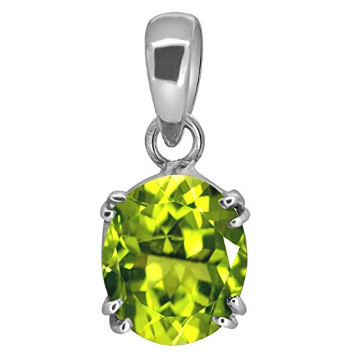 Pendentif péridot naturel avec médaillon plaqué argent véritable pour femme