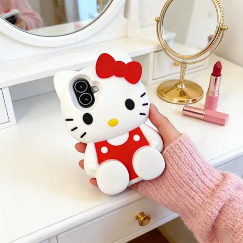 CLQLC Anime Cat Soft Silicone Case for iPhone 16,Fashion Kawaii Soft Silicone Animal tective Gel Shockof Gel Back Cover by CLQLC - Used condition - Image 2