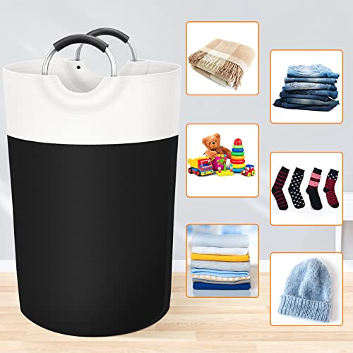 Image of BlissTotes Laundry Basket, Laundry Hamper, Collapsible Laundry Baskets, Dirty Clothes Hamper, Waterproof Laundry Basket with Foam Protected Aluminum Handles for College Dorm, Family 115L (Black) | Collapsible Dirty Clothes Hamper, Foldable Laundry Bag for Dorm, Waterproof Fabric, Padded Aluminum Handles