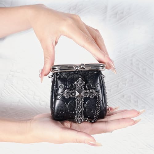 Mini Purse,Chain Gothic Tiny Bag, Micro Coin Wallet for Women,Kiss Lock Leather Crossbody Bag2