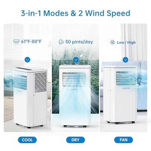 Image of Garvee 10,000 BTU Portable Air Conditioner, 6000 BTU SACC 3-in-1 AC Unit | with Cooling, Dehumidifier & Fan, Sleep Mode for Bedroom, Remote Control, Cools Up to 450 Sq.Ft for Dorm, Office, Living Room