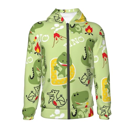 Cute Dinosaurs Cartoon Kids Pullover Hoodies Boys Zip Up Sweatshirts Girls Athletic Clothes with Pocket2