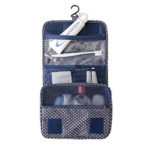 Elonglin Trousse de Toilette Suspendue Sac de Voyage Sac Cosmétique Portable Sac Etanche Organisateur pour Voyage Bleu Foncé Etoile Cover