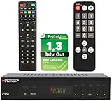 Opticum C200 Full HD Kabel Receiver mit PVR Aufnahmefunktion + Senioren-Fernbedienung, DVB-C Receiver für Kabelfernsehen mit HDMI SCART USB Kabelanschluss für Radio und Fernsehen