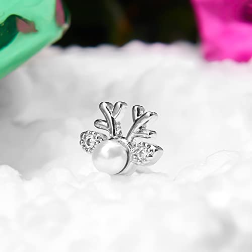 Rinhoo 20G Christmas Nose Rings Christmas Elements L-Shaped Nose Piercing Jewelry 316L Stainless Steel Snowmen Nose Ring Stud Nostril Piercing Jewelry For Women And Men (Deer, 316L Stainless Steel) #TOP4