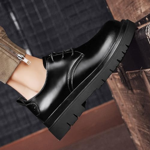 Men's Leather Round Toe Thick Soled Oxford Shoes Classic Fashion Business and Leisure Platform Oxford Shoes3