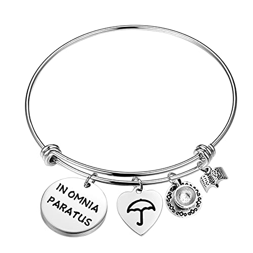 PLITI Bookworm Jewelry Gifts In Omnia Paratus Expandable Wire Bangle Bracelet Strength Jewelry Ready For Anything Motivational Bracelet Gift For Best Friend Sister Bestie