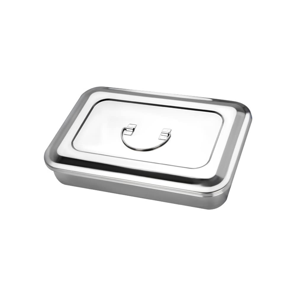 1pcs Cajas de almacenamiento de instrumentos quirúrgicos de acero inoxidable para cirugías profesionales, salón de belleza, uso de odontología, tatuaje, perforación (11.5 pulgadas (sin agujero))