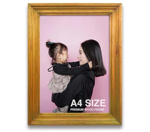 Image of A4 Frames for Photos | Wall Photo Frame | Photo Frame Small size | Pink Wood Frame for Wall | Lovely Bedroom & Living Room Decor (A4, 8.3x11.7 inch, Pink)