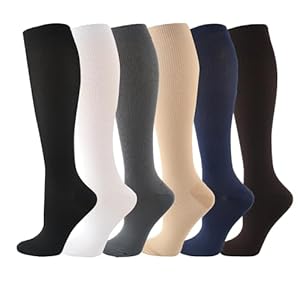 IMAGERIO 6 Pairs Compression Socks for Women and Men Circulation, 20-30 mmhg Best Support for Medical, Knee, Running, Hiking, Recovery, Cycling, Athletic -Mixed (M)