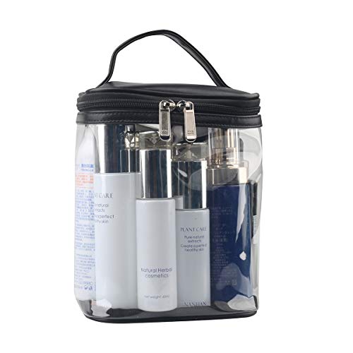HAOGUAGUA Premium Clear Makeup Bag with Inner Pocket, Transparent Cosmetic Pouch for Travel or Everyday Use, Waterproof Beach Bag for Sunscreen Skincare (Black)3