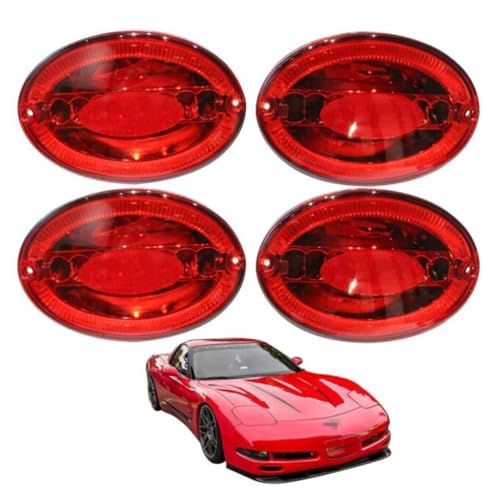 4 PCS LED Tail Lights Assembly Set For 1997-2004 Corvette C5, Rear Turn Signal Brake Lamps with Resistors - Red