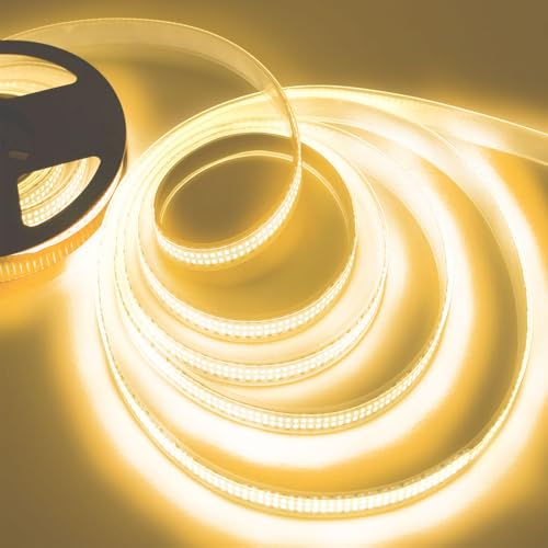 Image of SUYOOULIN LED Strip Lights, 16.4ft Dimmable DC 12V SMD 2835 Double Rows 2400 LEDs 52000LM Super Bright LED Ribbon Strip, Tube Waterproof IP67 for Home Party Decoration (Warm White 3500K)