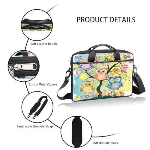 Bolsa para portátil 15 pulgadas con diseño de búhos y flores miniatura 4