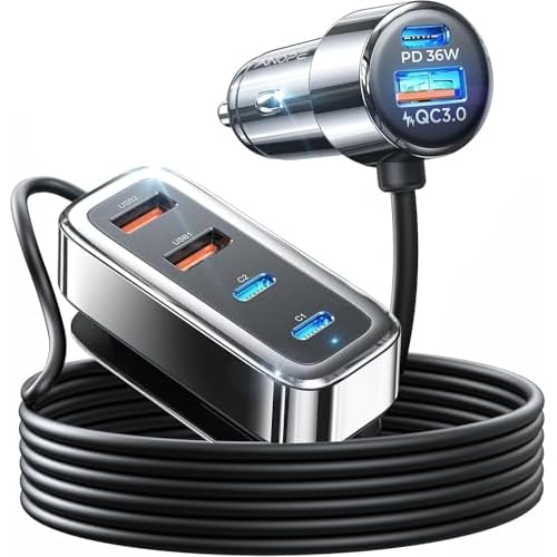 AINOPE PD&QC 108W Multiple Ports Car Charger, Cigarette Lighter USB Charger |…