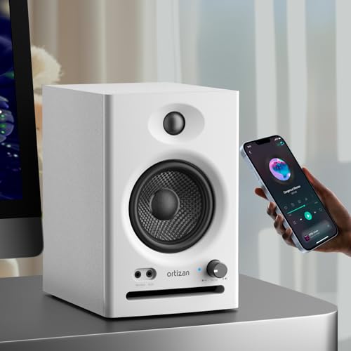 Ortizan C7 Dual-Mode 2.0 Studio Monitors, Active Monitor Speakers for Near Field Music Production, Bluetooth 5.3 Wireless Computer PC Monitor Gaming Bookshelf Speakers(Pair, White) - Image 4