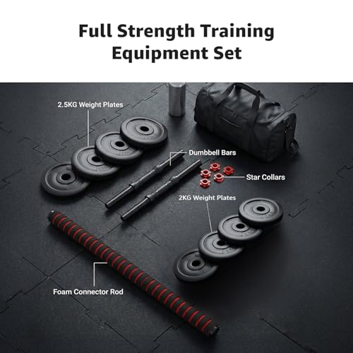 Image of Amazon Brand - Symactive PVC 3-in-1 Convertible Dumbbells Set