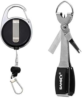 SAMSFX Fishing Quick Knot Tying Tool 3.7" Large Size 4 in 1 Mono Line Clipper with Measuring Tape Zinger Retractor Combo