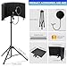 Dmsky Microphone Isolation Shield with Pop Filter & Tripod Stand, Foldable Mic Shield with Triple Sound Insulation, High Density Mic Sound Shield for Recording Studio, Podcasts, Singing, Broadcasting