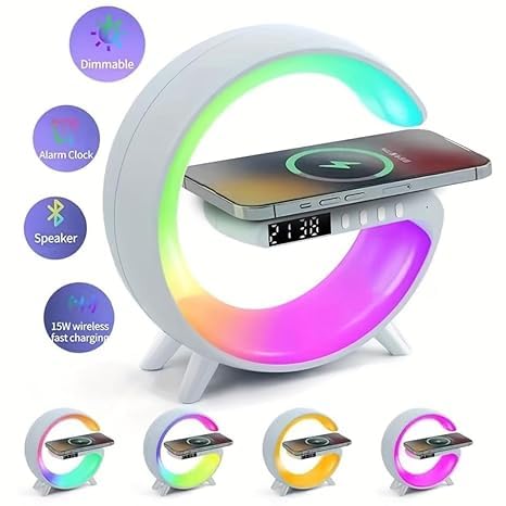 Image of Drumstone (๐๐ฉ๐๐๐ข๐๐ฅ ๐๐ ๐๐๐๐ซ๐ฌ ๐๐๐ซ๐ซ๐๐ง๐ญ๐ฒ Bluetooth Speaker with Alarm Clock & LED Night Light | G-Shape Digital Clock with Dimmable Display, Wireless Music Playback & Portable