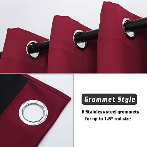 Mecodeco 100% Blackout Curtains For Bedroom, 52 X 63 Inch Thermal Insulated Grommets Solid Full Light Blocking Curtains, Window Drapes For Kitchen/Home Decor/Living Room, 2 Panels Set, Wine #TOP2