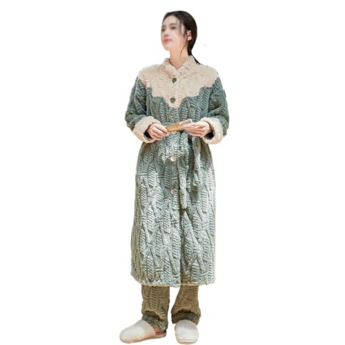 Vêtements femmes : ensemble chemise de nuit manches longues et peignoir chaud