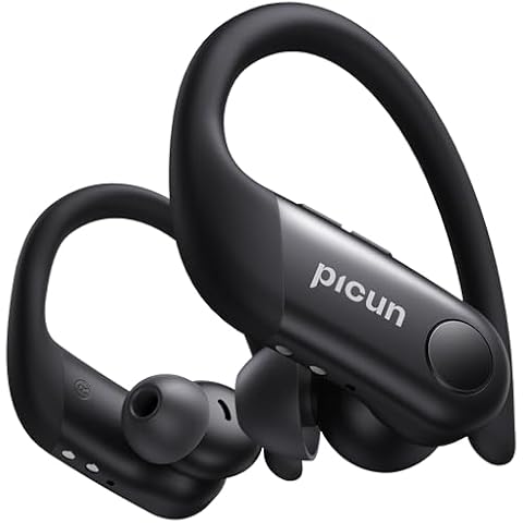 Picun A5 Active Noise Cancelling Earbuds,120hrs Playback,IPX5 Waterproof,Bluetooth 5.4 Stereo Earphones for Workout Sports Black Cover