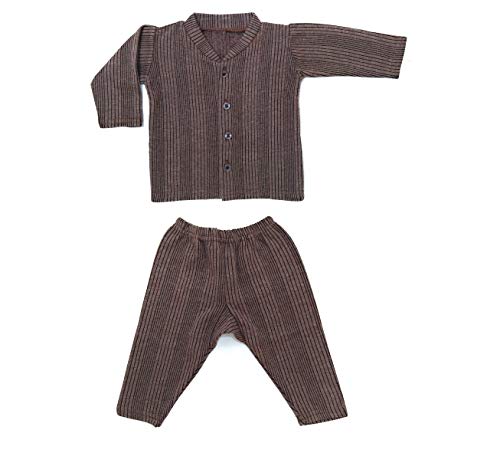 Image of TANGY Kids Thermal Set Front Open Inner Winter Wear Top & Pyjama Body Warmer for New Born Infants Baby Boys & Baby Girls in Dark Color