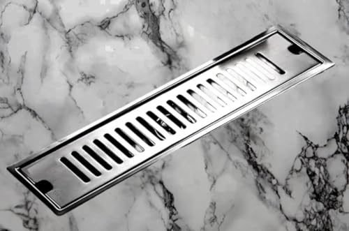 Image of Tapsa Wave Floor Drain Channel Chrome| 304 Stainless Steel | Invisible Shower Drain Channel | 12 x 4 Inches | Waste Water Floor Drain for 30x10 mm Tile | Drainer Channel | Anti Cockroach Trap | Silver