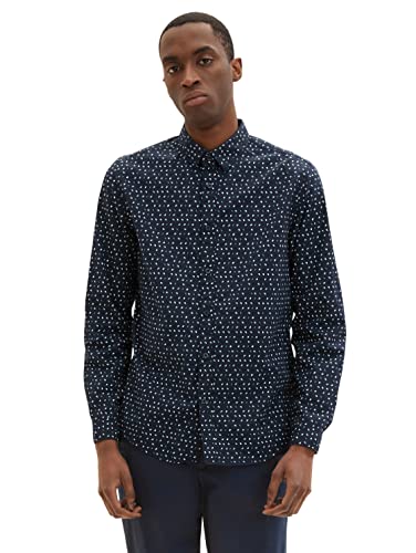 TOM TAILOR Herren 1034897 Hemd, 31275 - Navy Geometric Design, 3XL