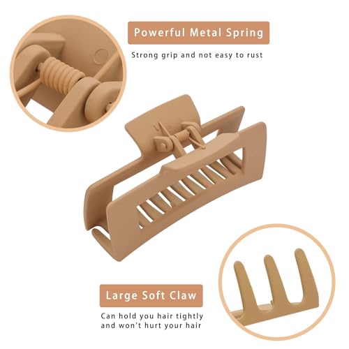 8Pcs Medium Claw Hair Clips for Women Girls, 2" Matte Rectangle Small Hair Claw Clips for Thin/Medium Thick Hair, Hair Jaw Clips Nonslip Clips - Image 4