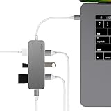Purgo USB C Hub for MacBook Air 2018, MacBook Pro, MacBook 12 Inch, Aluminum Multi-Port Adapter Type-C Hub with 4K HDMI, 3 USB 3.0 Ports, SD/Micro Card Readers and Type-C Charging Port (Space Grey)