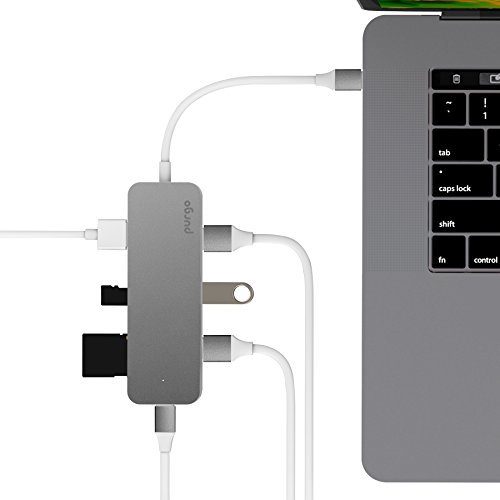 USB C Hub for MacBook Air 2018, MacBook Pro, MacBook 12 Inch, Aluminum Multi-Port Adapter Type-C Hub with 4K HDMI, 3 USB 3.0 Ports, SD/Micro Card Readers and Type-C Charging Port (Space Grey)