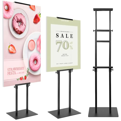 Poster Stand Heavy Duty Poster Board Stand, Double-Sided Poster Sign Stand Up to 83 inches, Adjustable Poster Holder for Outdoor Display, 1PACK, Black
