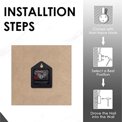 Wall Clock, Square Silent Non Ticking Clock 12 Inch, Contemporary Brown Beige Grey Home Decor For Living Room, Bathroom, Bedroom, Kitchen, Office And School #TOP5