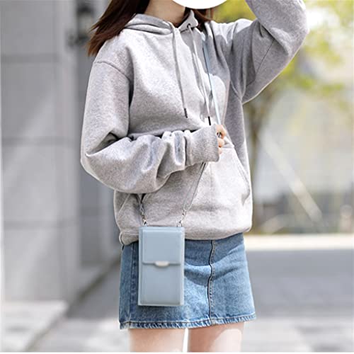 Women Purses Solid Color Leather Shoulder Strap Bag Mobile Phone Bag Card Holders Wallet Handbag Pockets For2