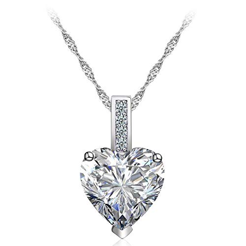 Colliers avec pendentif cœur romantique en argent 925 et strass AAA