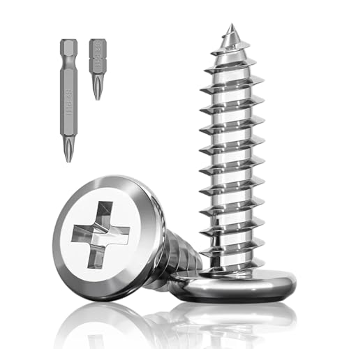 Image of 30Pcs M5 x 25mm Flat Head Self-Tapping Screws, 304 Stainless Steel Phillips Drive Fastener Screws, Cross Drive Self Drilling Screws 2 Bits for Wood, Furniture and DIY Projects