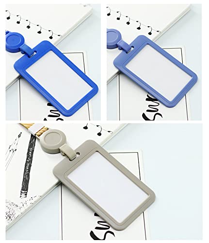 Badge Holder With Lanyard Retractable Reel Id Holder And Detachable Neck Lanyard Strap, Vertical Id Badge Card Holder 3.3" X 2.2" Inner Size For Offices Id, School Id, Tourism, Business Trip,Blue #TOP4