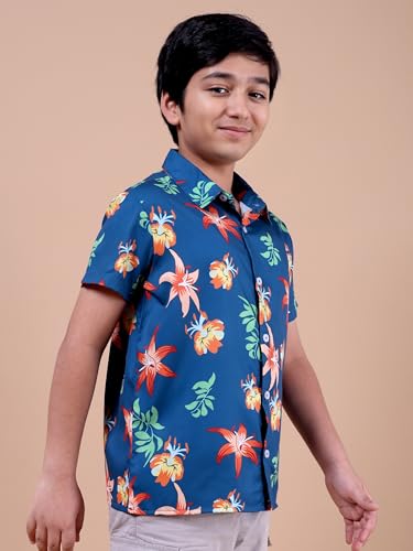 Image of Boys Printed Casual Shirt Short Sleeve Button Down Beach Shirt for Kids