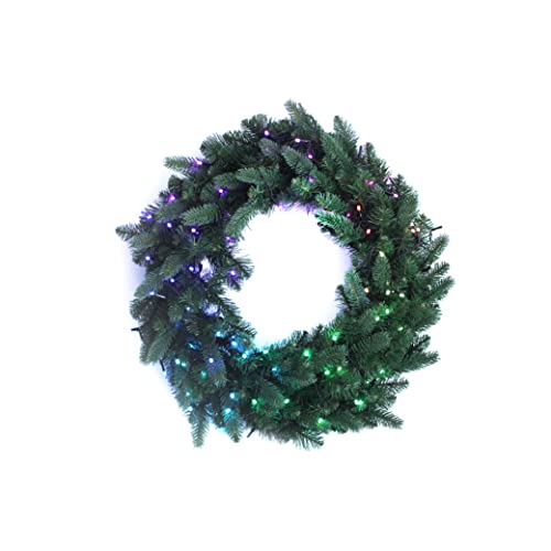 Twinkly Türkranz, vorbeleuchtet, per App gesteuert, mit 50 RGB- und weißen LEDs, grünes Kabel – Sonderedition – Innendekoration für Weihnachten – Generation II