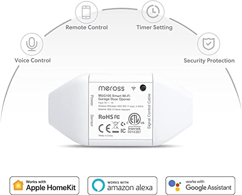 meross Smart WLAN Garagentoröffner funktioniert mit Apple HomeKit, APP-Steuerung, Kompatibel mit...