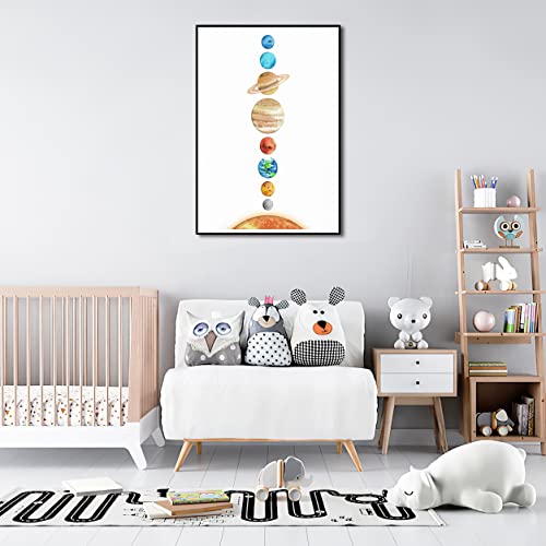 Ivyila Solar System Poster Planets Watercolor Prints Wall Art Decor Canvas Art Kids Room Decor Hd Print Painting Room Aesthetics Decor 12X18 Inch Unframed #TOP3
