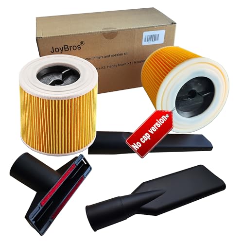 JoyBros 2X Filtro y 3X Cepillo Kit de Boquillas para Karcher wd2 Plus wd2 wd3 Premium wd3s WD 3p 6.414-552.0 6.414-772.0, 6.414-547.0 Kärcher Recambios