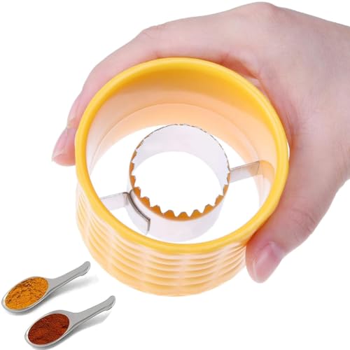 Image of Corn Cutter with 2 Masala Spoons, Manual Portable Mini Circular Corn Cob Stripper Peeler, Stripping Kernels Remover with Stainless Steel Blades and Hand Protector(Multicolor) Made in India