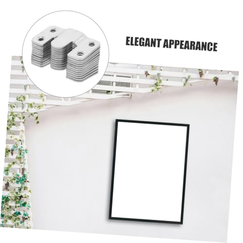 Image of UKCOCO 20pcs Heavy Duty Photo Frame Hook Picture Frames Mirror Hangers of Metal Wall Mounting Interlocking Brackets Heavy Duty Mounting Clips Frame Hanging Hardware Silver Stainless Steel