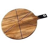 Dieses Pizza-Schneidebrett ist aus echtem Akazienholz. Resistent gegen Schimmel und Rissbildung.